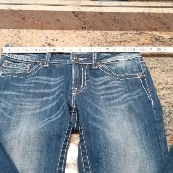 Miss Me Women's Blue Boot Cut Jeans with Raw Hem Size 29 - Picture 15 of 16